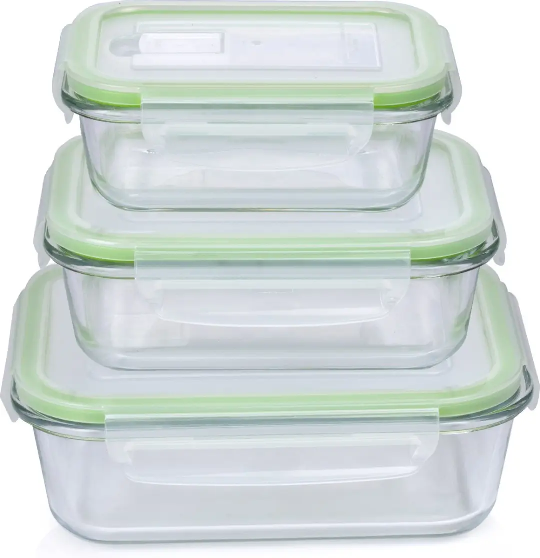 Alpina Vershoudbakjes 3-delig - Glas - 370/640/1050ml - Groen