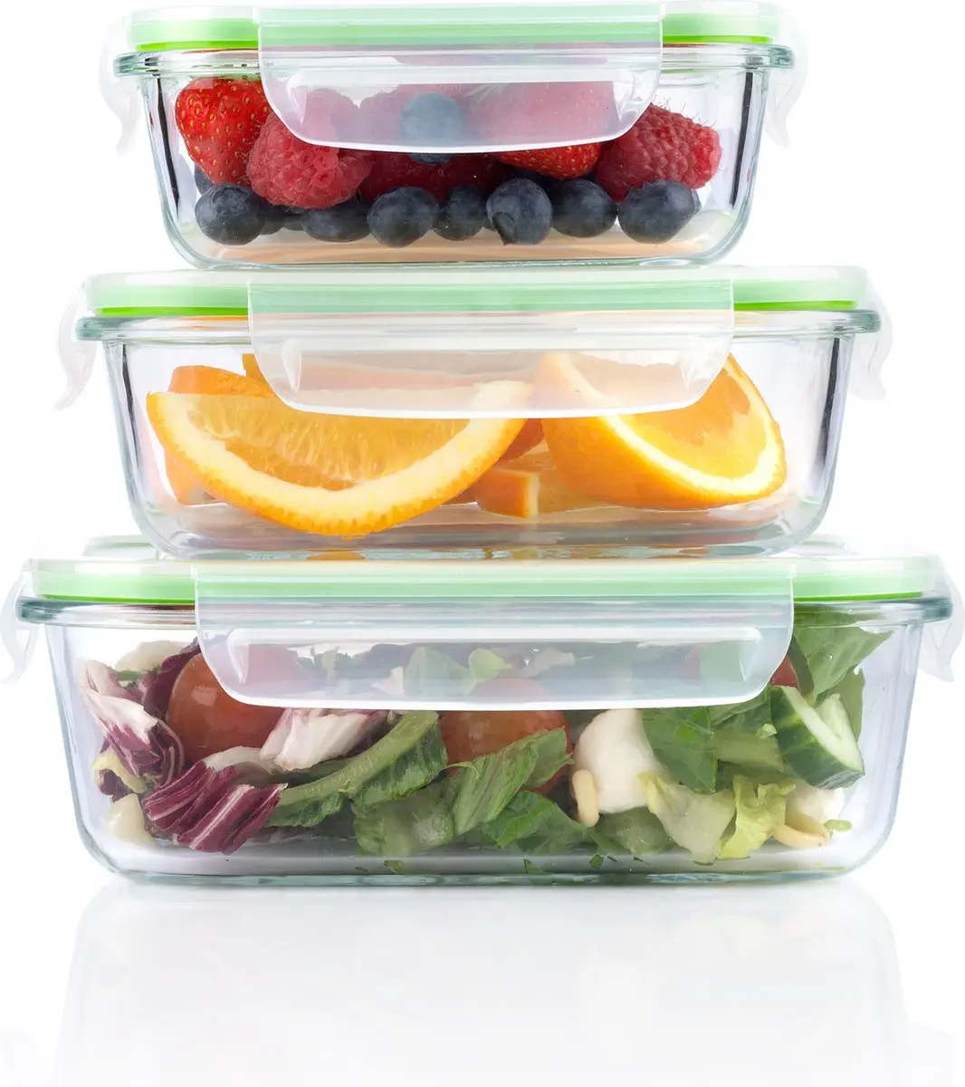 Alpina Vershoudbakjes 3-delig - Glas - 370/640/1050ml - Groen