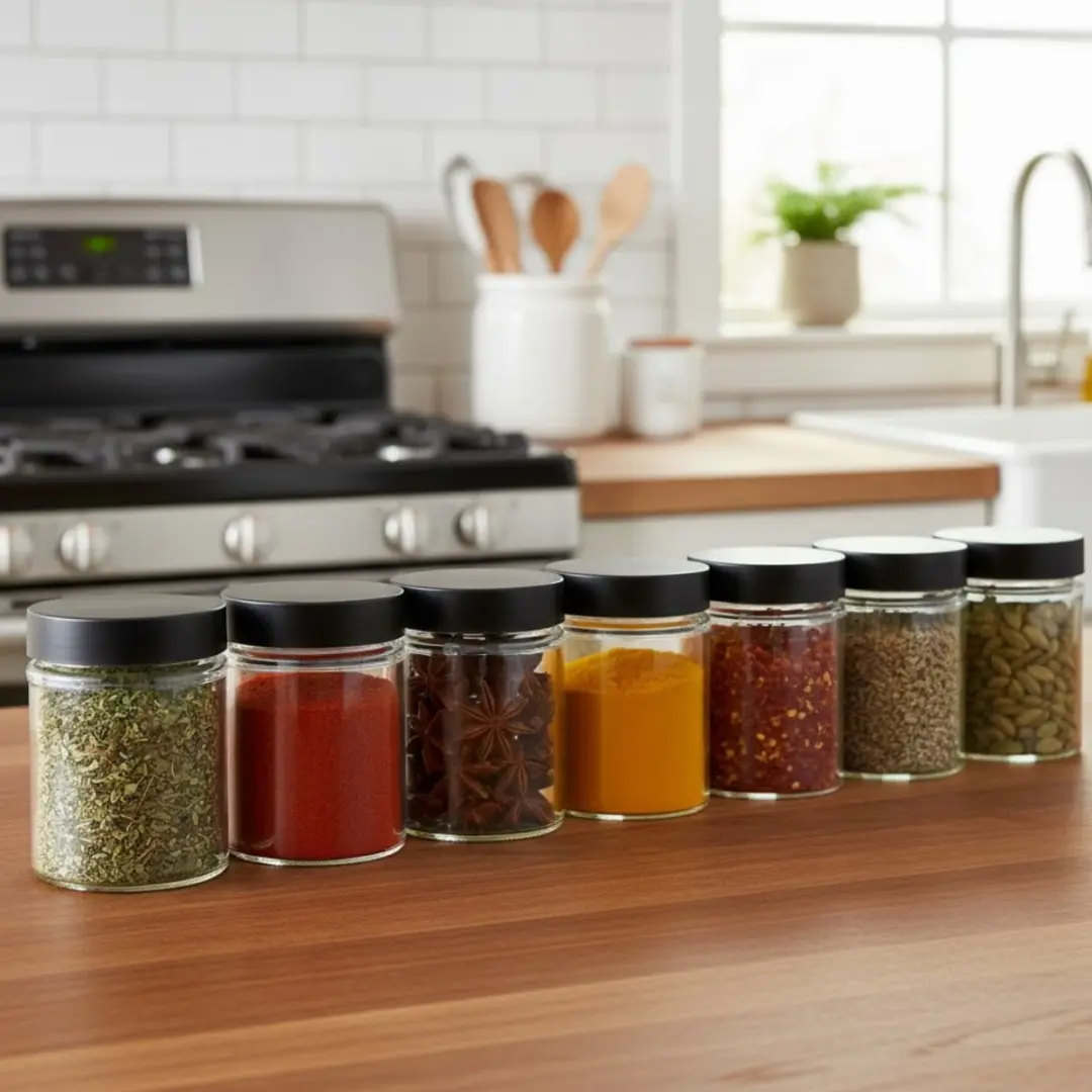 Excellent Houseware Kruidenpotjes 18-delig 300ml - Glas met RVS deksel