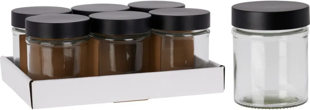 Excellent Houseware Kruidenpotjes 18-delig 300ml - Glas met RVS deksel