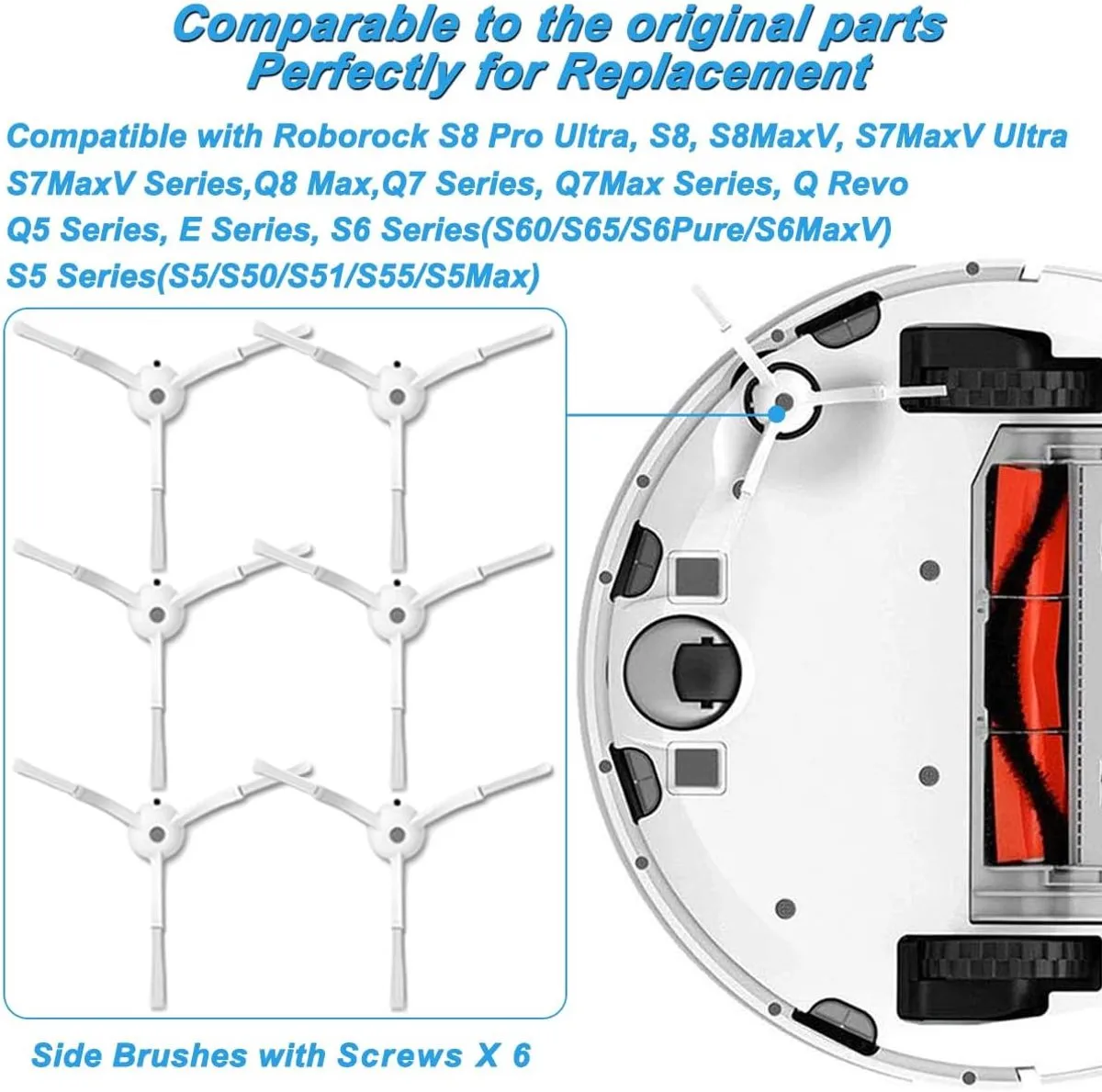 Roborock Zijborstels Q Revo Serie - 6 Stuks Wit