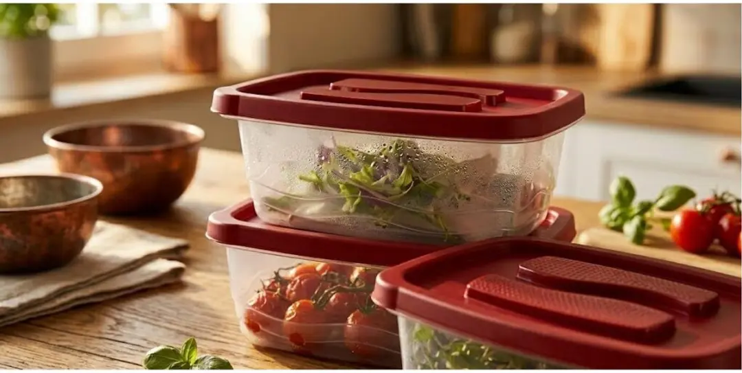Excellent Houseware Voorraadbakjes 1130ml - 3 Stuks - Rood