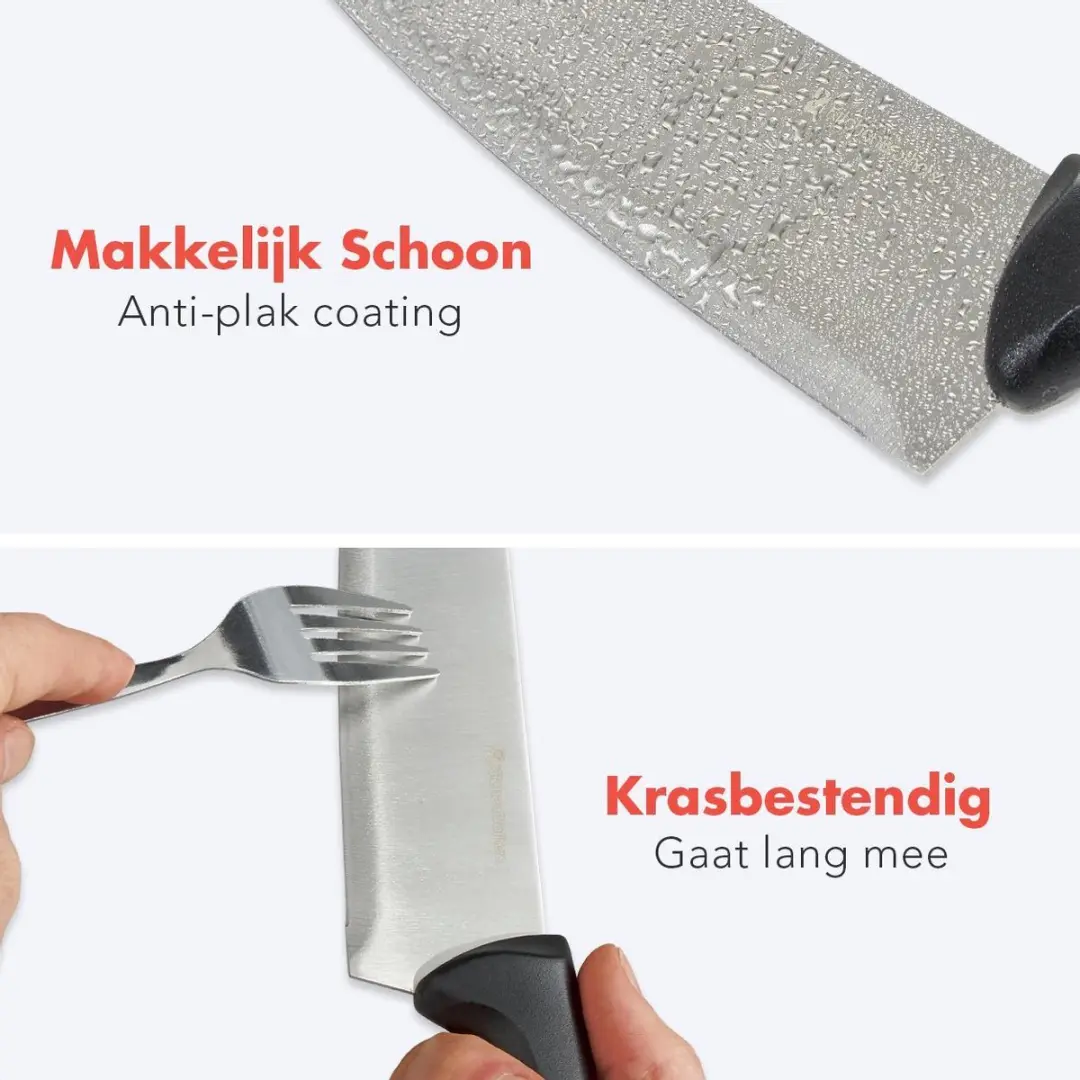 KitchenBrothers Messenset 17-delig RVS/Zwart - met slijper