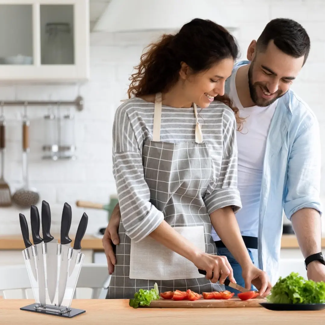 KitchenBrothers Messenset 17-delig RVS/Zwart - met slijper - afbeelding 6 van 6