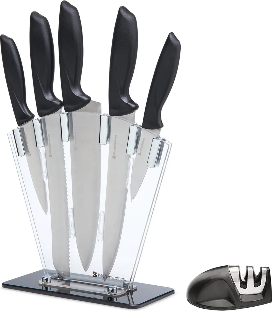 KitchenBrothers Messenset 17-delig RVS/Zwart