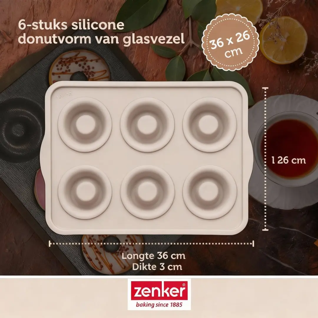 Zenker Bakkersset Donutvorm 36x26cm - Siliconen - Zwart/Grijs