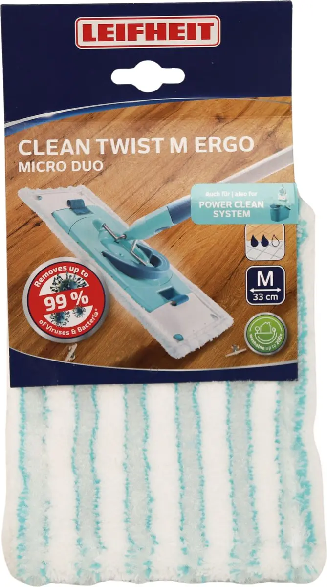 Leifheit Clean Twist Overtrek Vloerwisser M Ergo 33cm - 6 Stuks - Wit