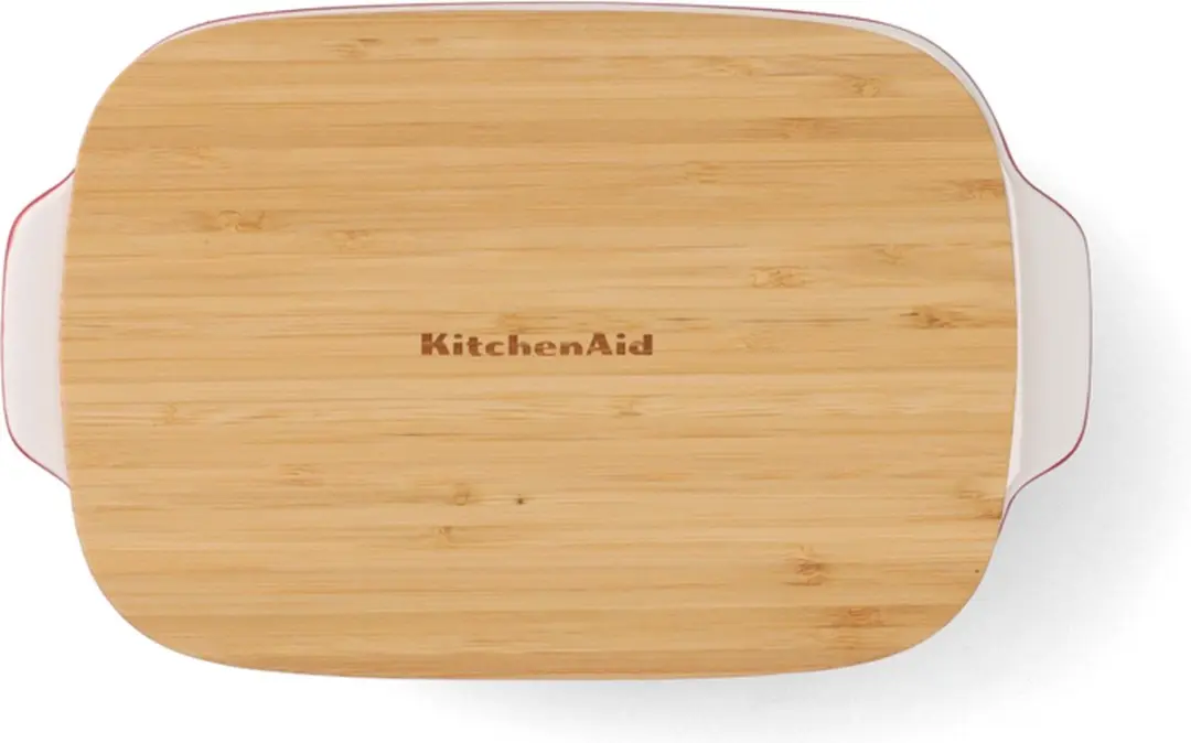 KitchenAid Ovenschaal met Bamboe Deksel Medium 1,8L - Keizer rood