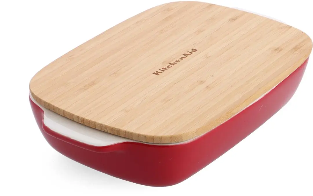 KitchenAid Ovenschaal met Bamboe Deksel Medium 1,8L - Keizer rood