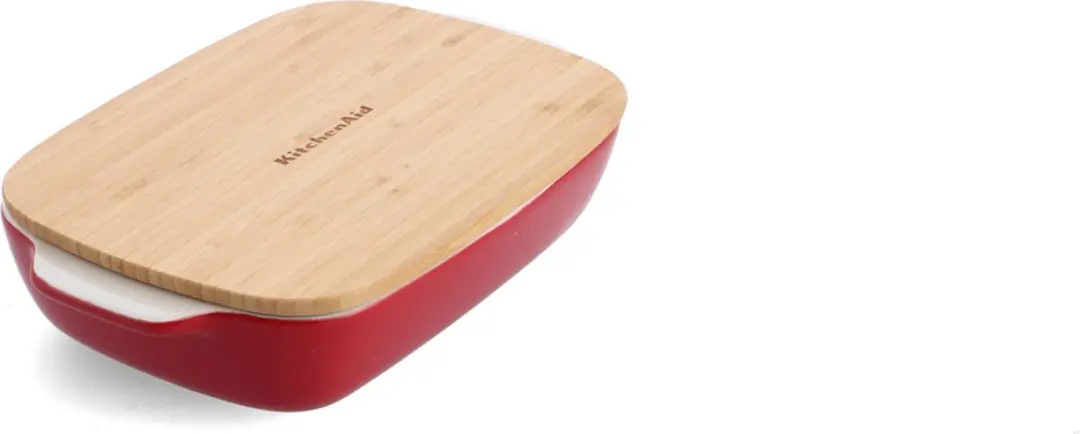 KitchenAid Ovenschaal met Bamboe Deksel Medium 1,8L - Keizer rood