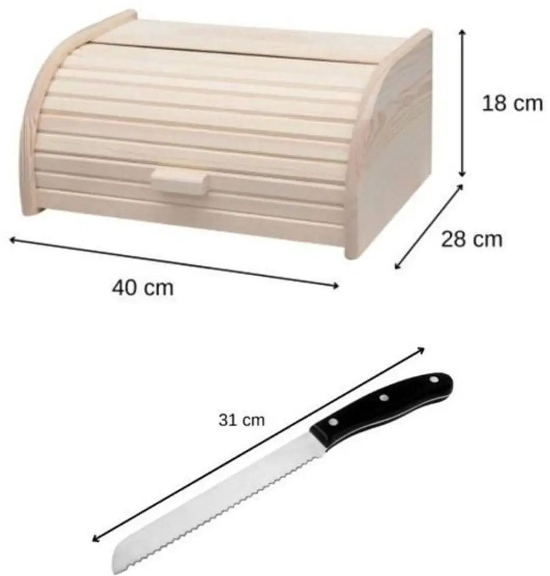 Fackelmann Broodset met Trommel en Mes Boissellerie - Roestvrij staal/Zwart/Hout