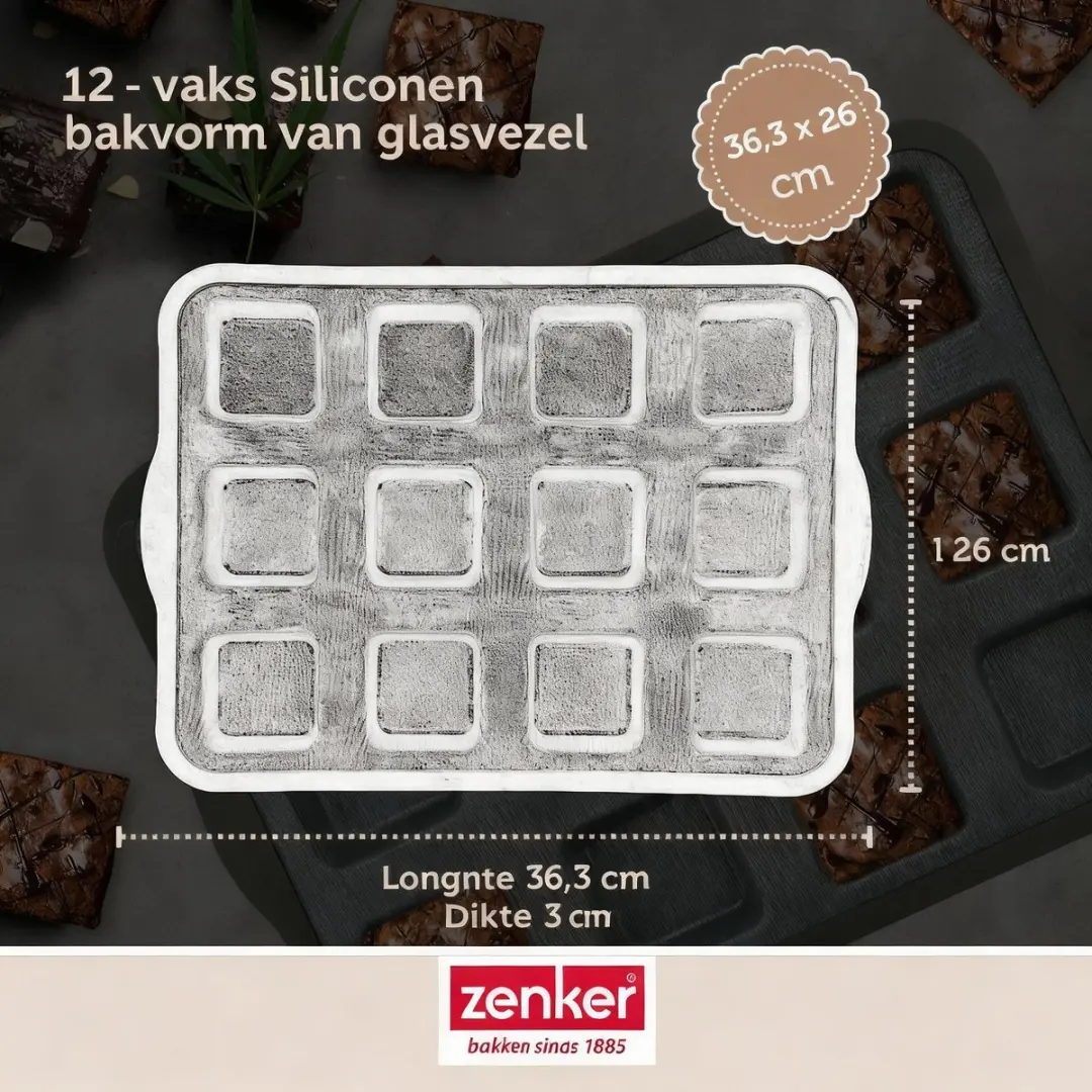 Zenker Bakset Brownies 12-delig - Zwart