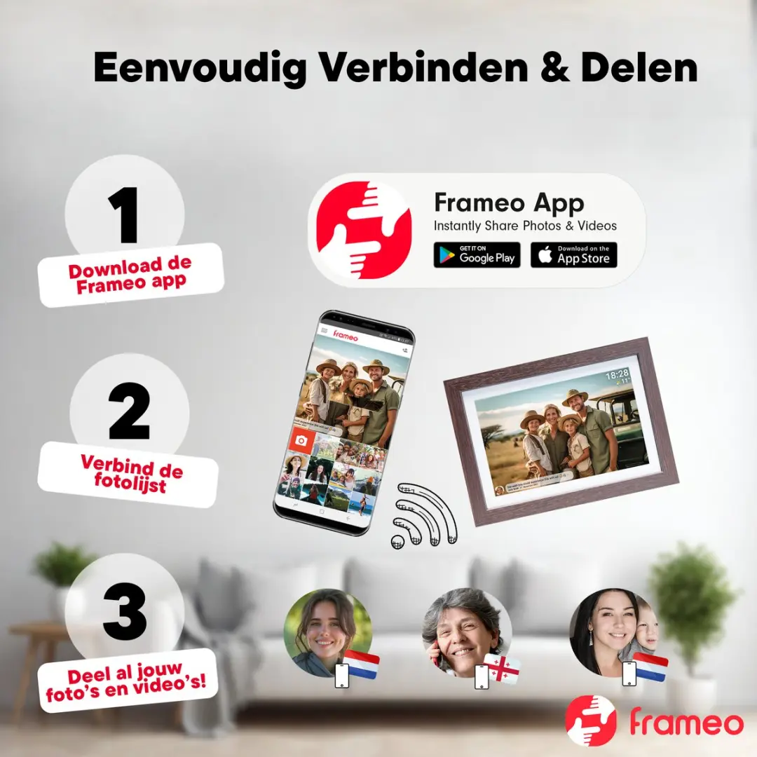 Denver Digitale Fotolijst PFF1042DW 10.1" - 16GB - IPS Touchscreen - Dark Wood