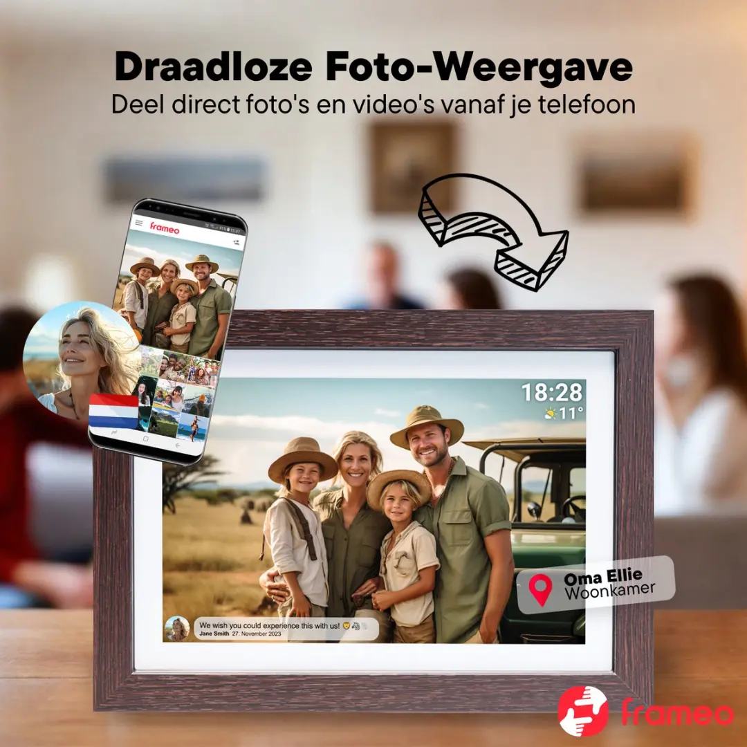 Denver Digitale Fotolijst PFF1042DW 10.1" - 16GB - IPS Touchscreen - Dark Wood