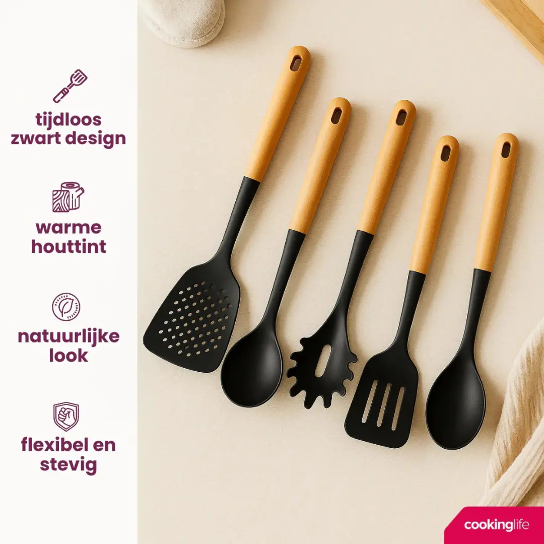 Cookinglife Keukengerei Set 5-delig - Zwart
