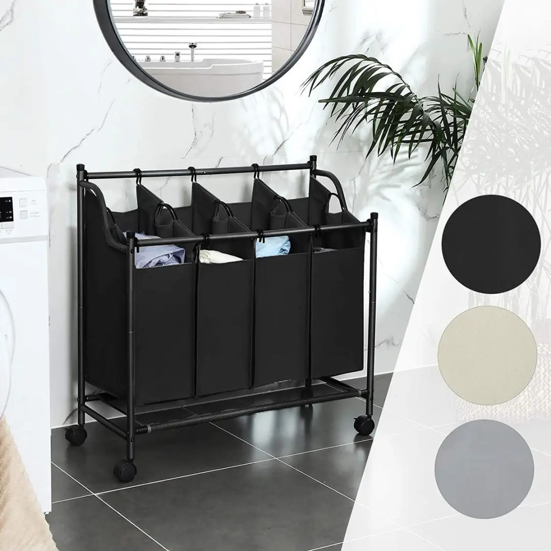 Songmics Wasmand LSF005 - 140L - 4 Zakken - Zwart