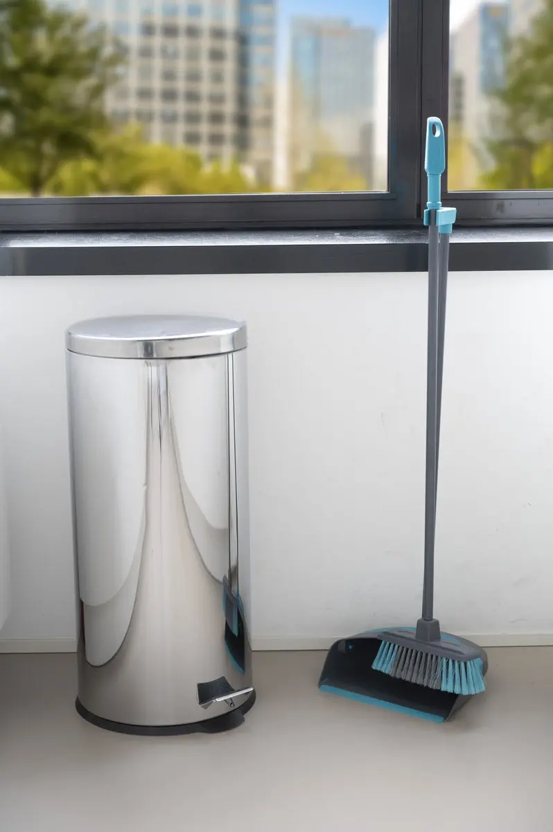 Alpina Bezem en Blik Kunststof - 92cm - Grijs met Aquablauw - afbeelding 6 van 6