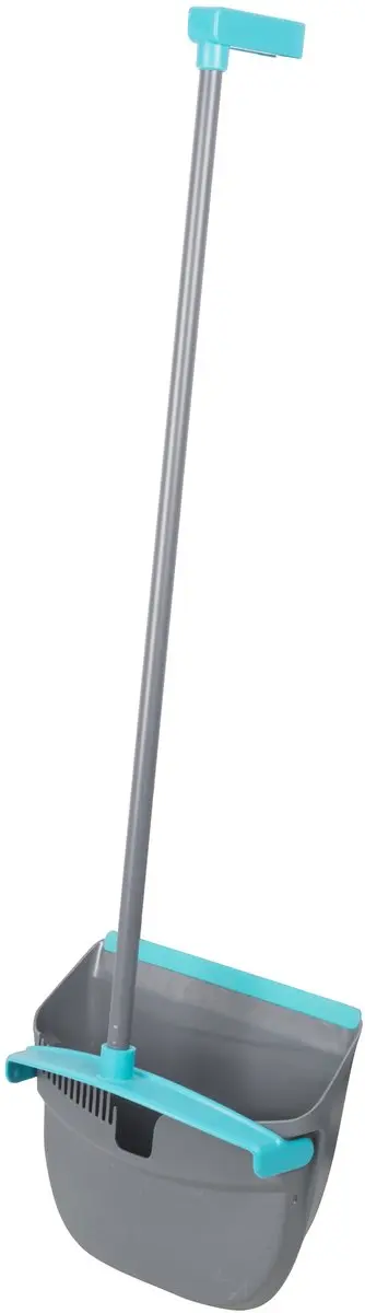 Alpina Bezem en Blik Kunststof - 92cm - Grijs met Aquablauw