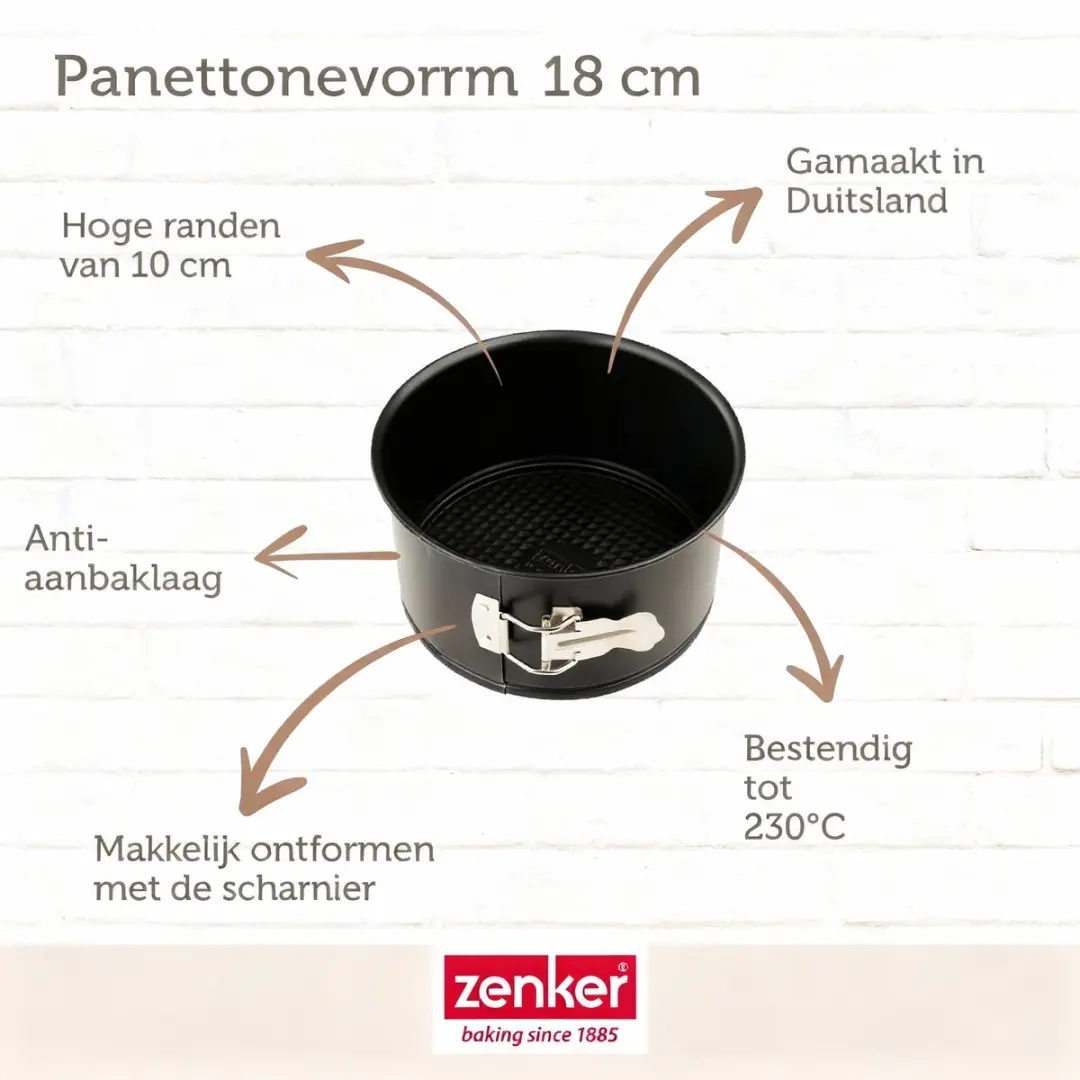 Zenker Bakkersset - Panettonevorm 18cm + 2 Kommen + Maatbeker + Spatel - Zwart