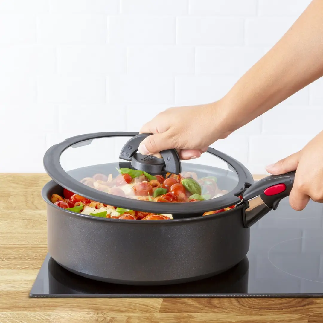 Tefal Ingenio Glazen Deksel 22cm - Zwart - afbeelding 4 van 6