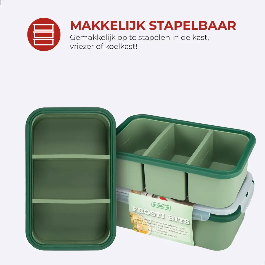 Bourgini Frosti Bits Siliconen Meal Prep Bakjes 3x425ml - 3 Stuks