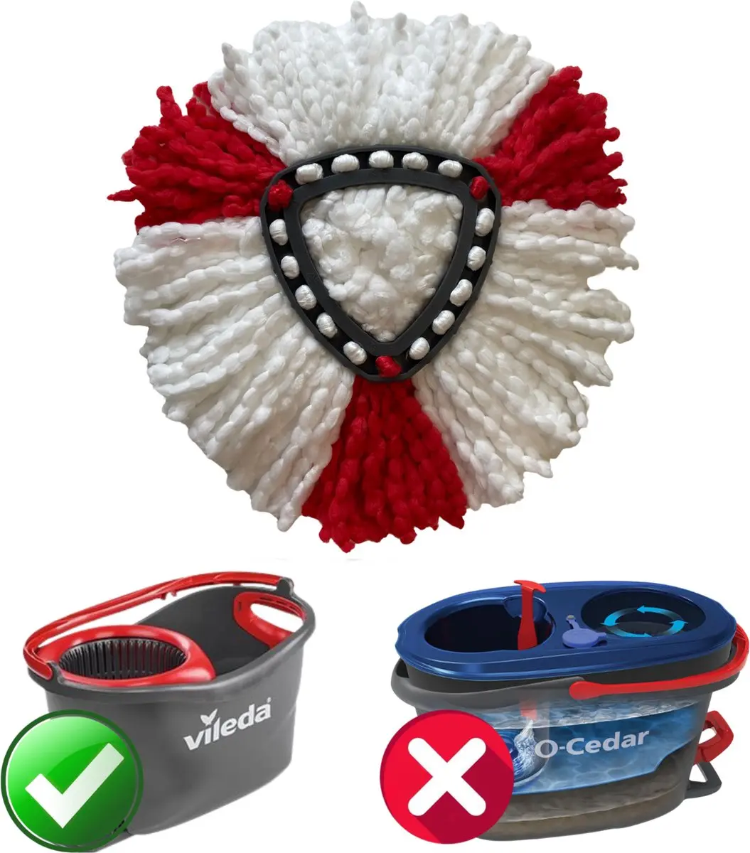 Vileda Turbo Dweilset - 3 Stuks - Wasbaar - Wit/Rood - afbeelding 6 van 6