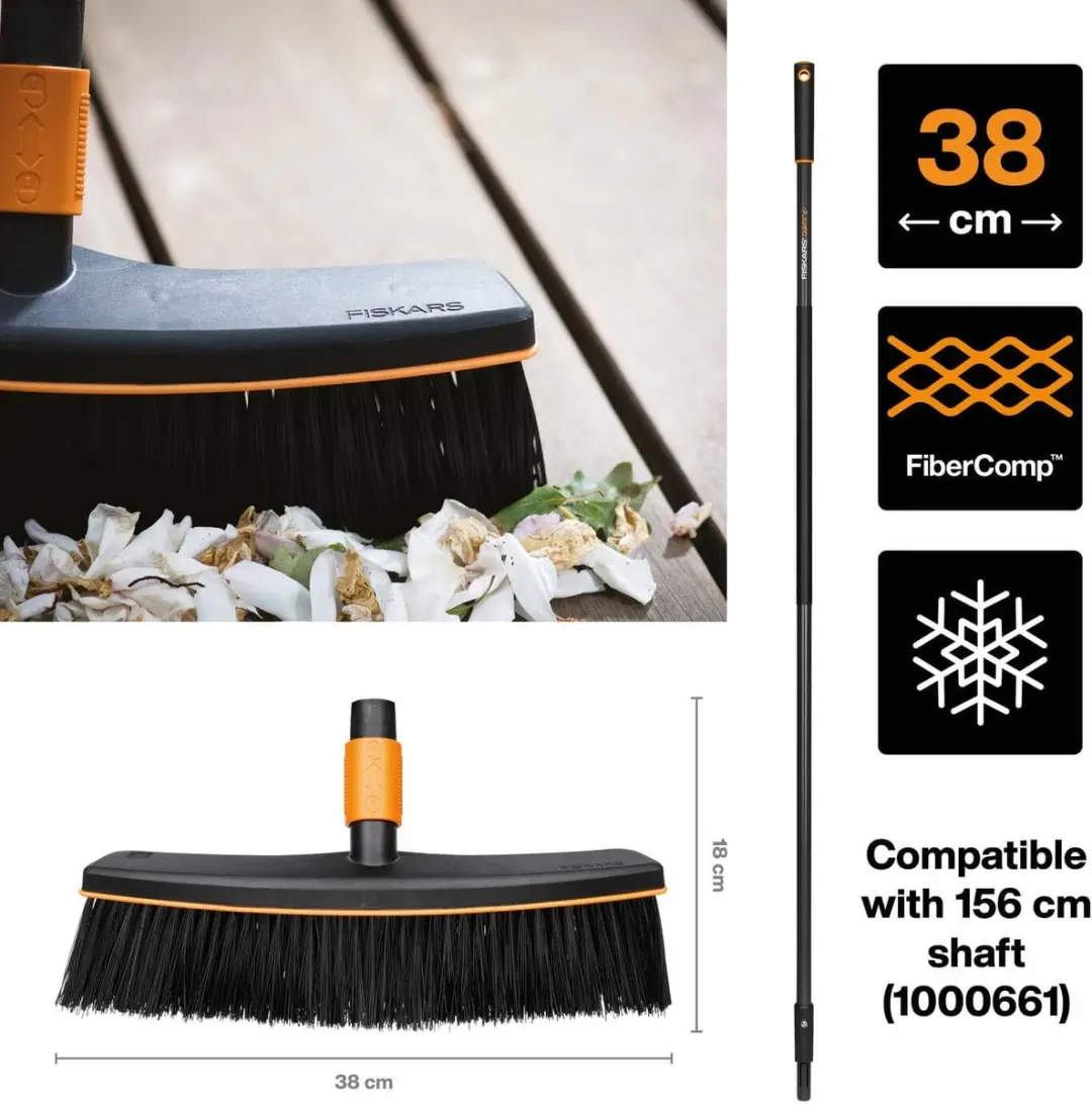 Fiskars Quikfit Bezemkop Straatbezem 380mm - Zwart