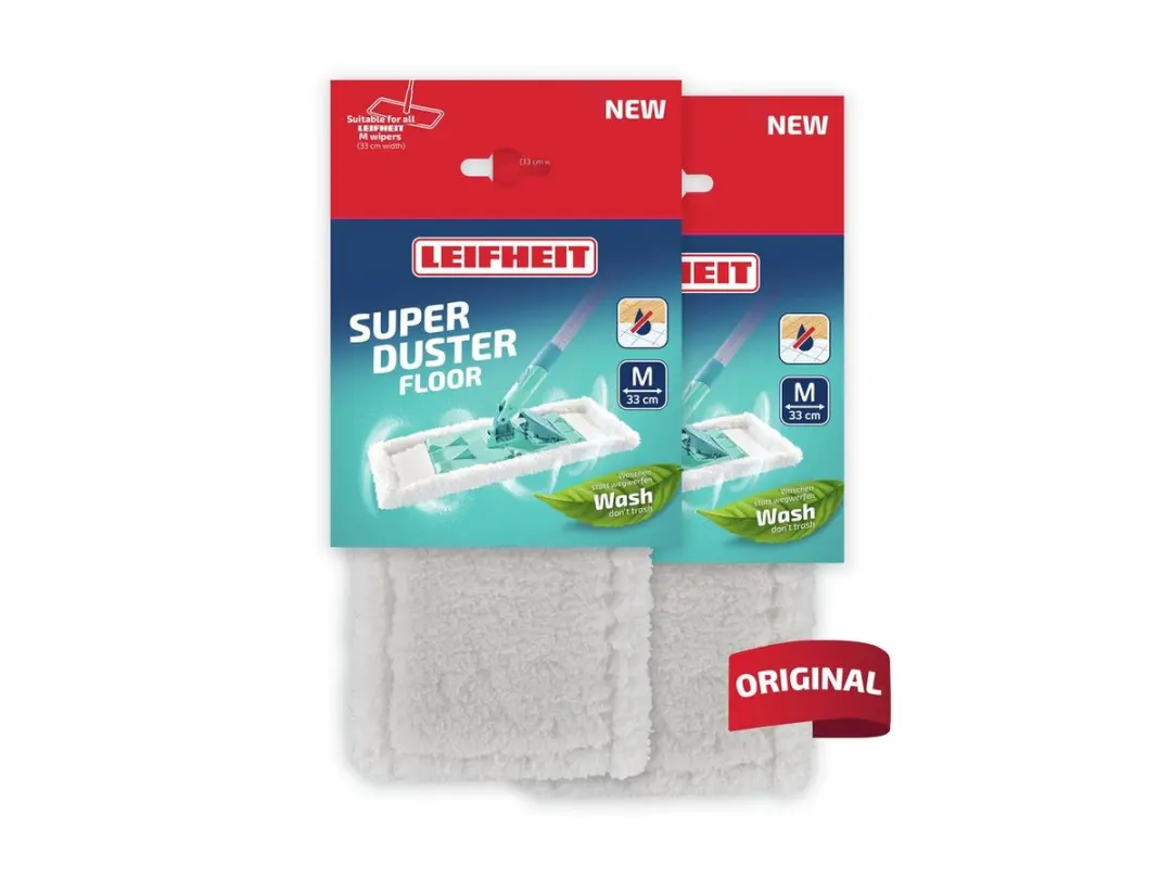 Leifheit Superduster Floor Vervangingsdoeken 33cm - Wit - 2 Stuks