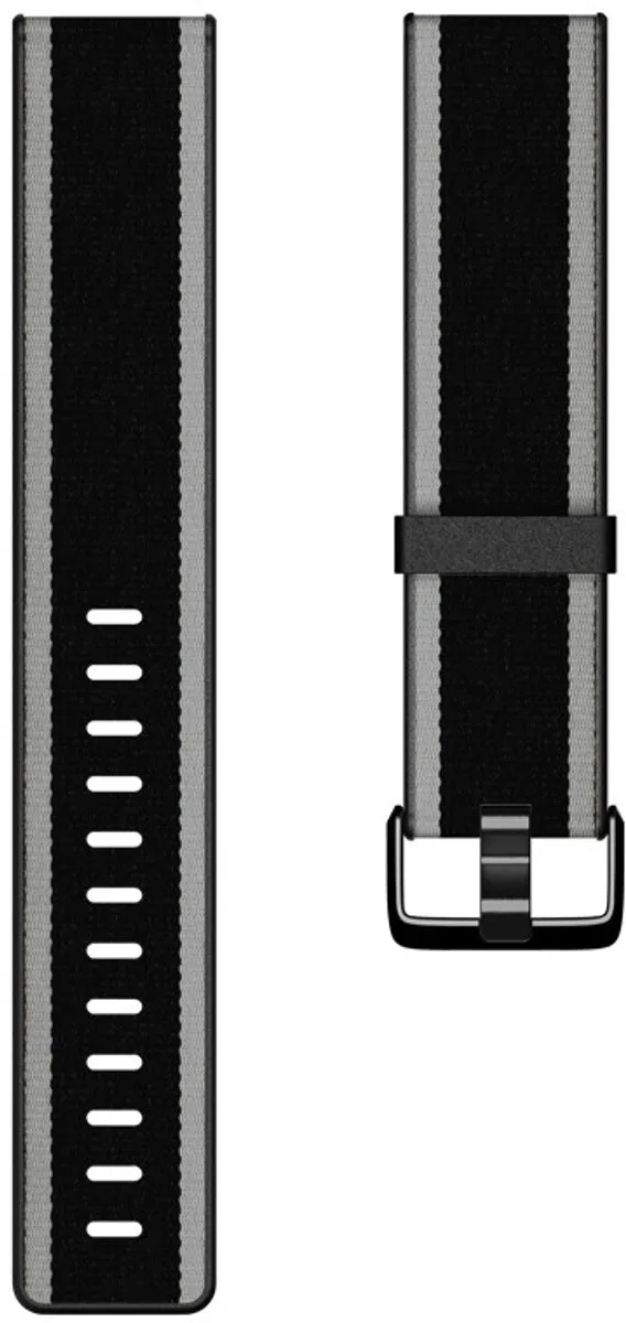 Fitbit Versa Geweven Bandje - Zwart/Grijs Large