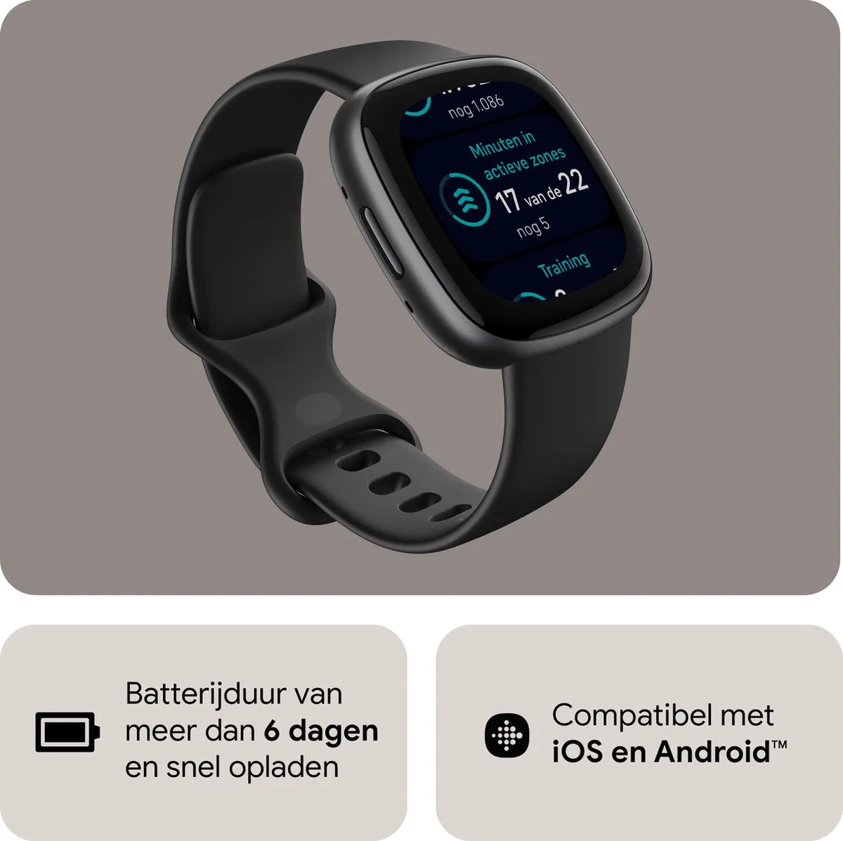 Fitbit Versa 4 Smartwatch - 40mm - Zwart - afbeelding 6 van 6