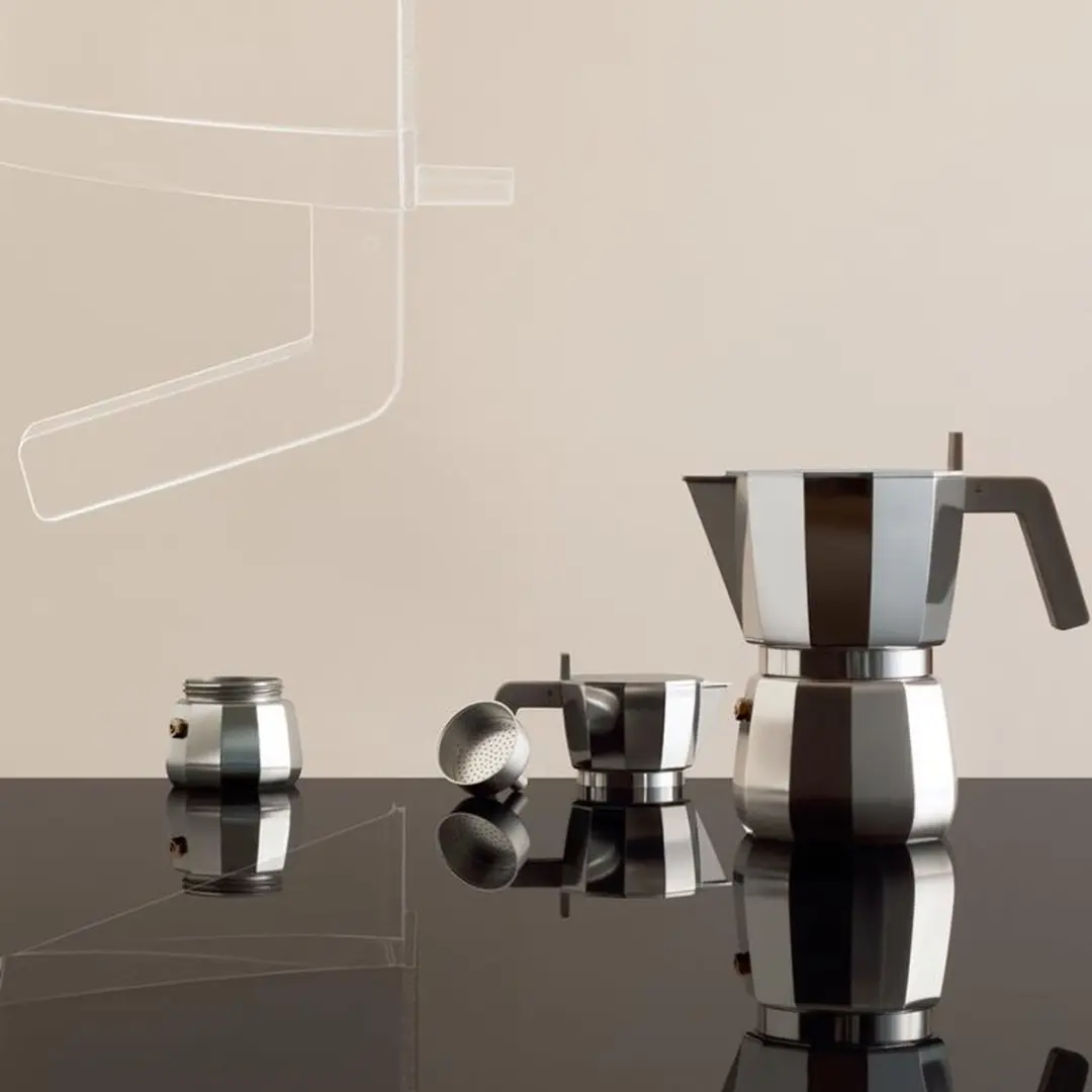 Alessi Moka 6 Koppen - Grijs/Zilver