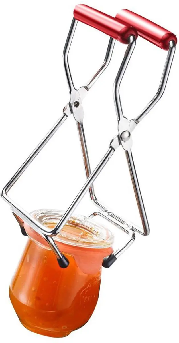 Westmark Glastang Weckpotten 18cm - Verchroomd Staal/Kunststof - Zilver/Rood