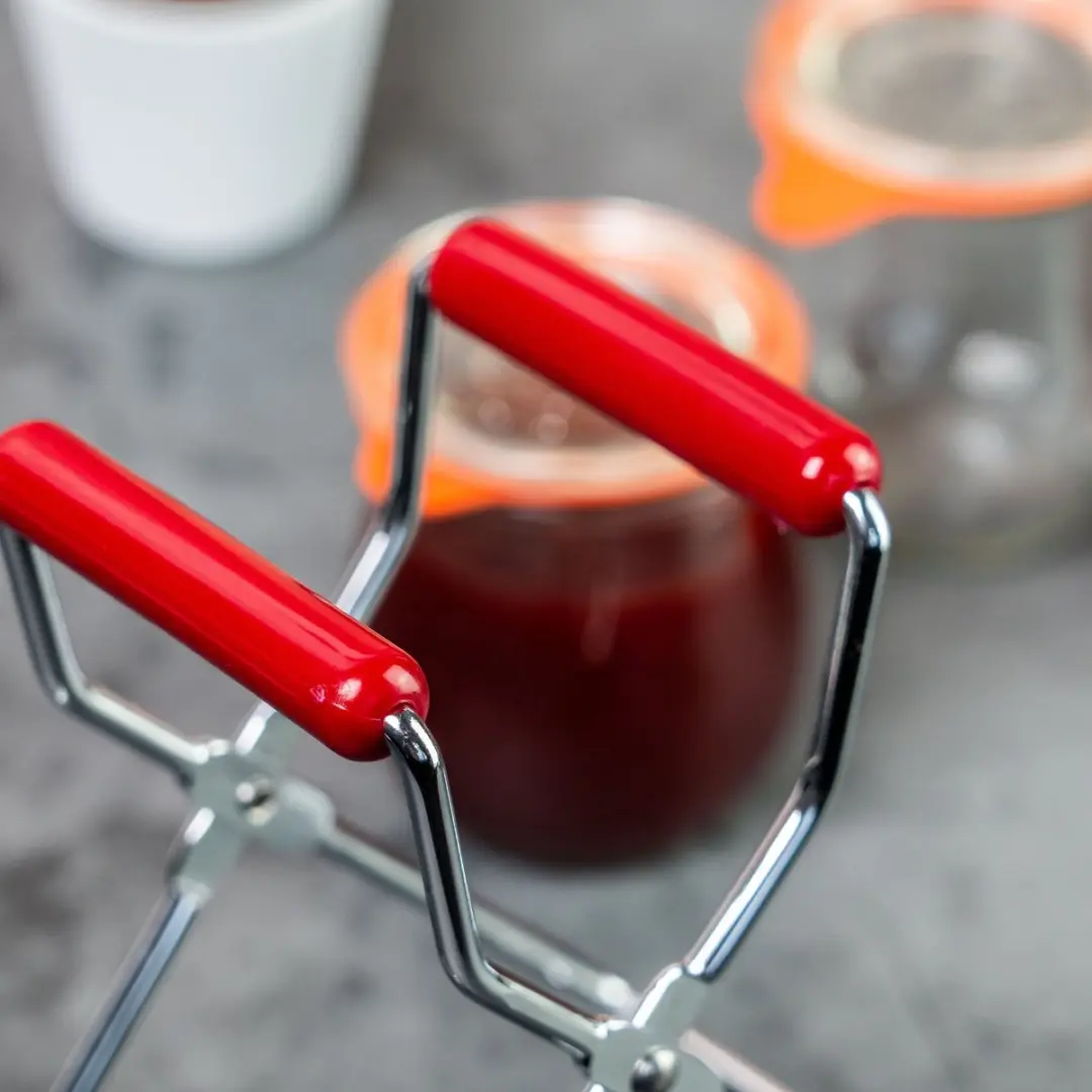 Westmark Glastang Weckpotten 18cm - Verchroomd Staal/Kunststof - Zilver/Rood - afbeelding 6 van 6