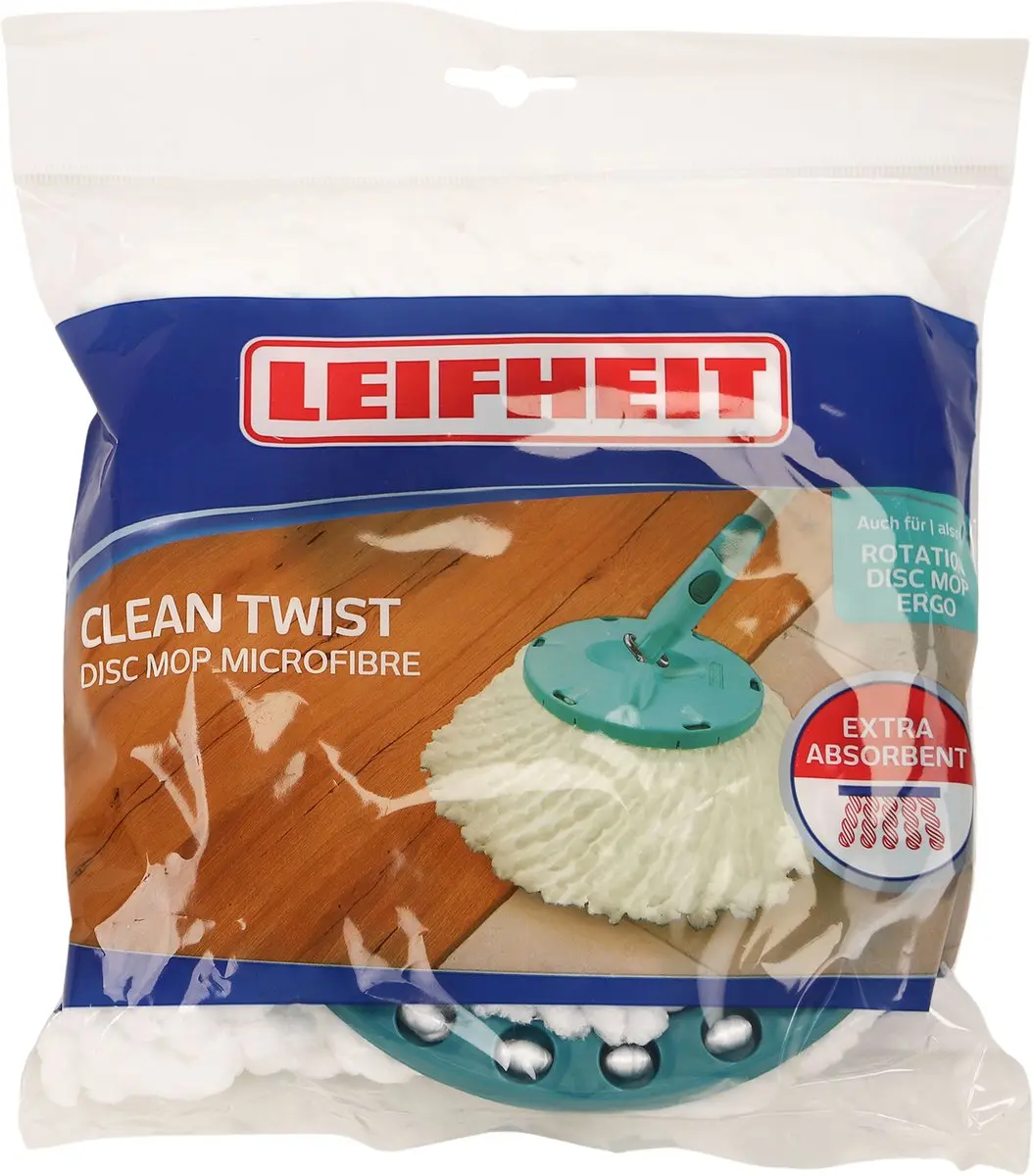 Leifheit Clean Twist Disc Mop Vervangingskop 52020 - Wit - afbeelding 6 van 6