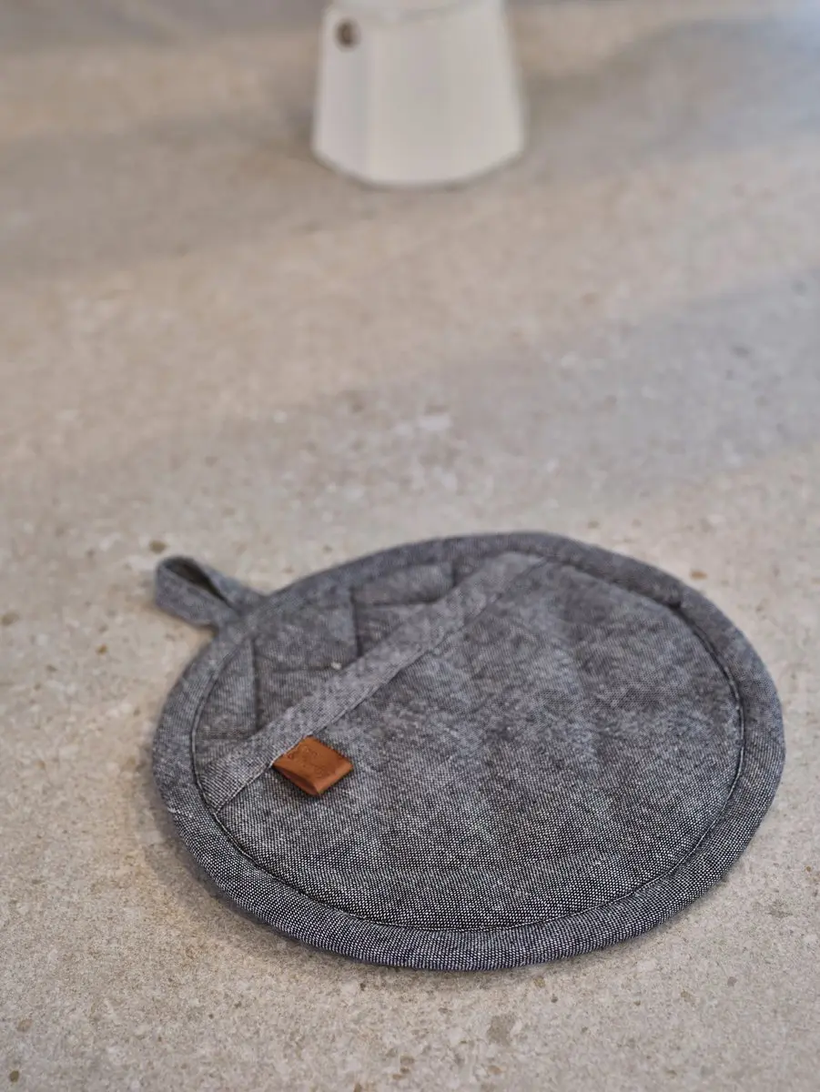 Cosy&Trendy Pannenlap Rond Chambray - Ø 20cm - Zwart