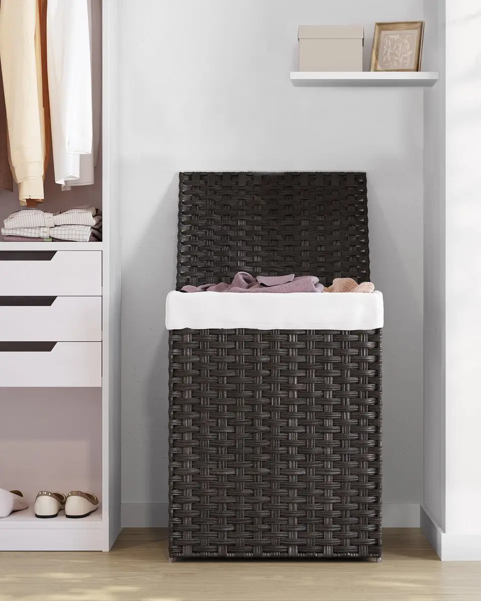 Songmics Wasmand 90L - Smalle Opbergmand met Deksel