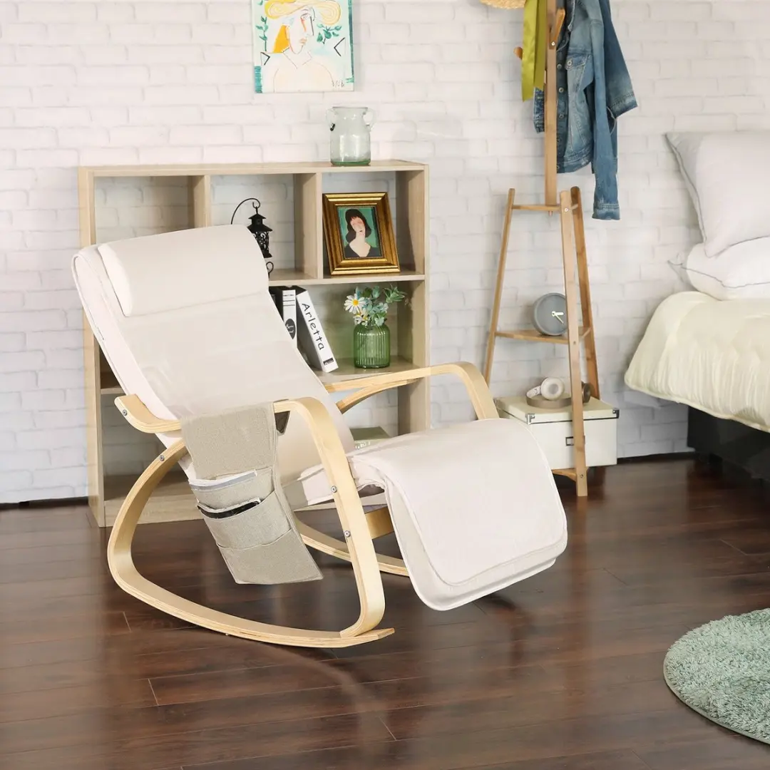 Songmics Schommelstoel LYY10M - 5-Fach verstellbaar - Beige