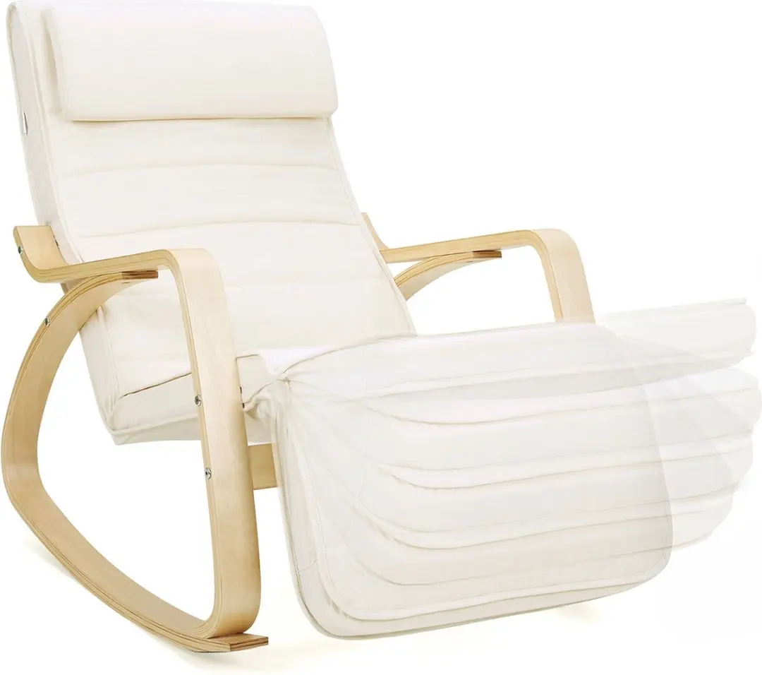 Songmics Schommelstoel LYY10M - 5-Fach verstellbaar - Beige