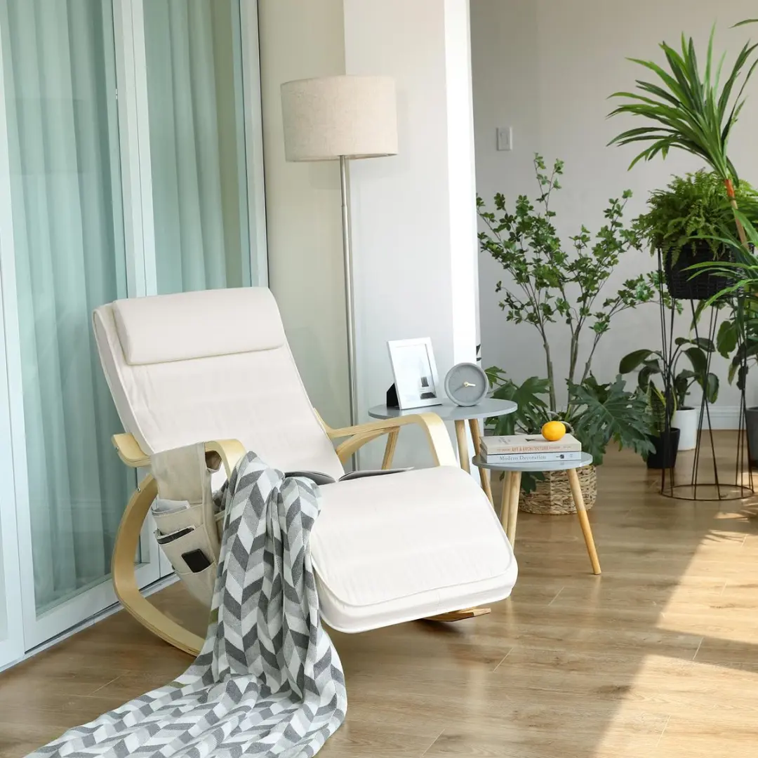 Songmics Schommelstoel LYY10M - 5-Fach verstellbaar - Beige