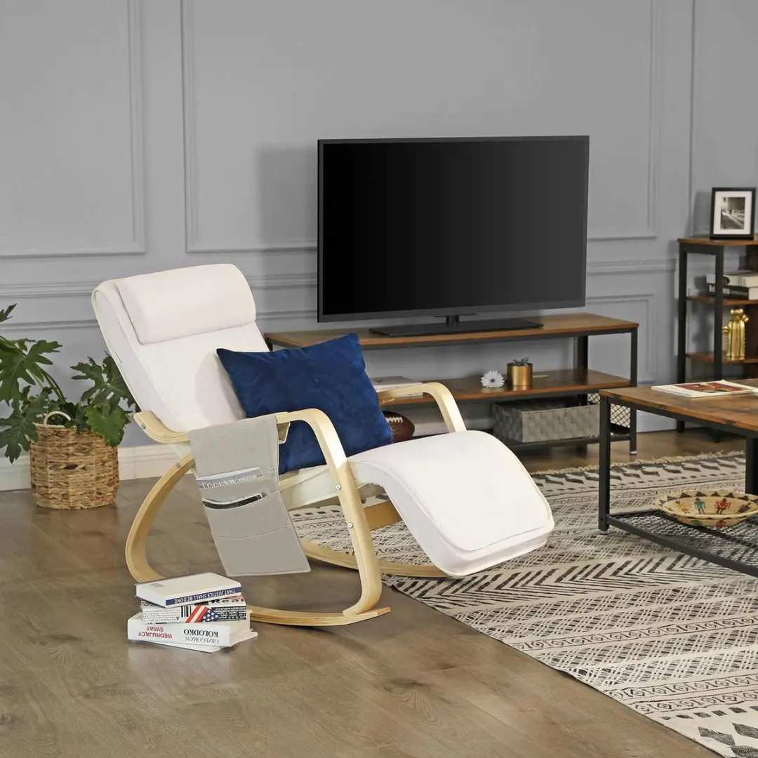 Songmics Schommelstoel LYY10M - 5-Fach verstellbaar - Beige