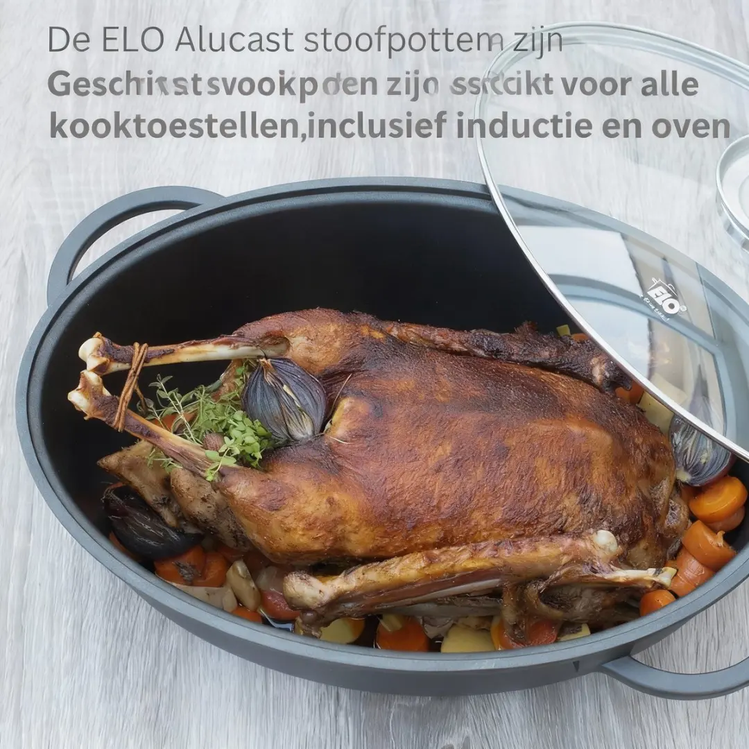 Fackelmann Elo Alucast Ovale Braadpan 38x25cm 7L - Zwart