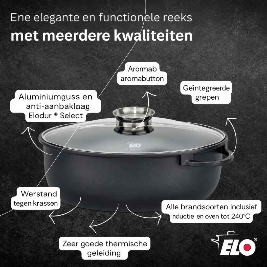 Fackelmann Elo Alucast Ovale Braadpan 38x25cm 7L - Zwart