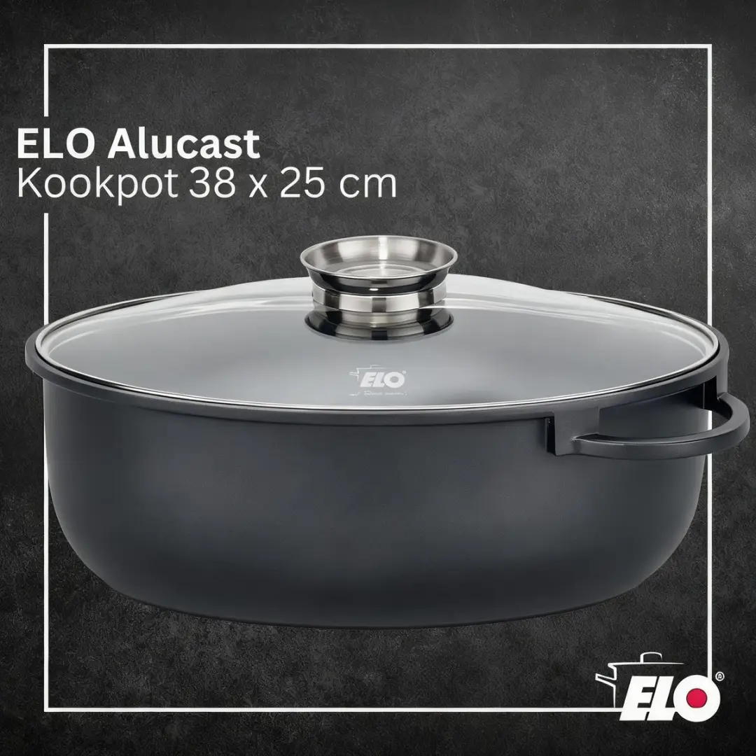 Fackelmann Elo Alucast Ovale Braadpan 38x25cm 7L - Zwart