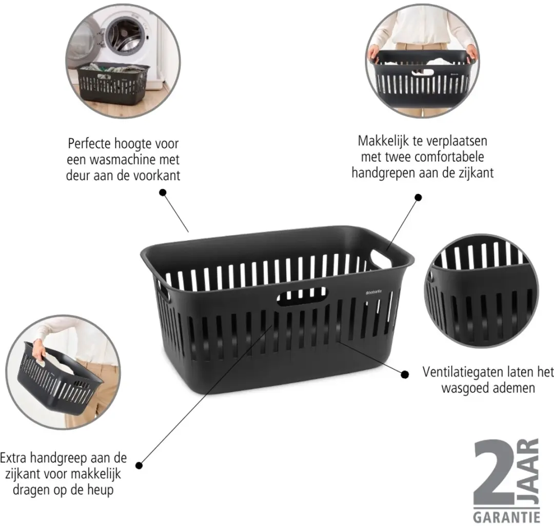 Brabantia Collect-It Wasmand 40L - 2 Stuks - Zwart - afbeelding 6 van 6