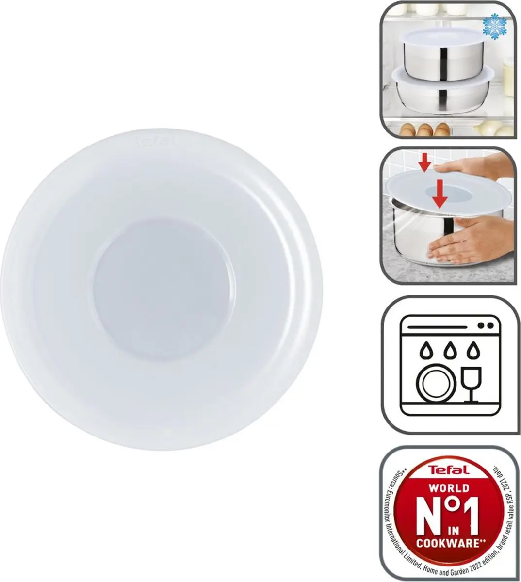 Tefal Ingenio L98490 Kunststof Deksels - 3-delig - Ø16/18/20cm - Transparant
