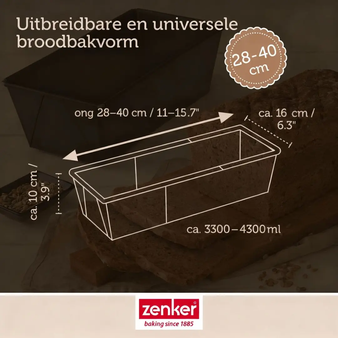 Zenker Uitschuifbare Cakevorm 28-40cm - Zwart