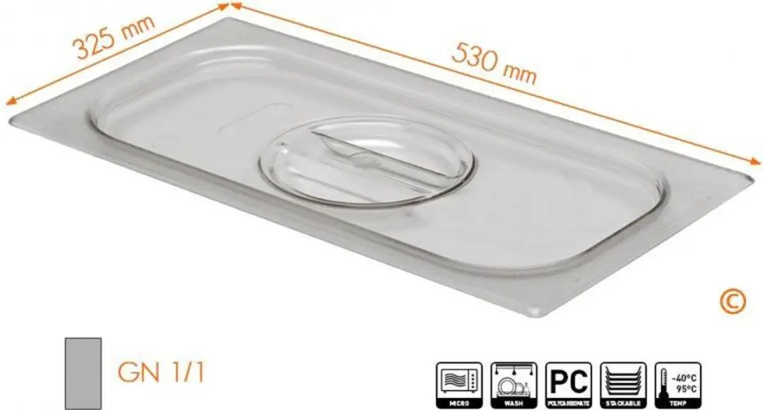 HENDI Deksel GN 530x325mm Transparant
