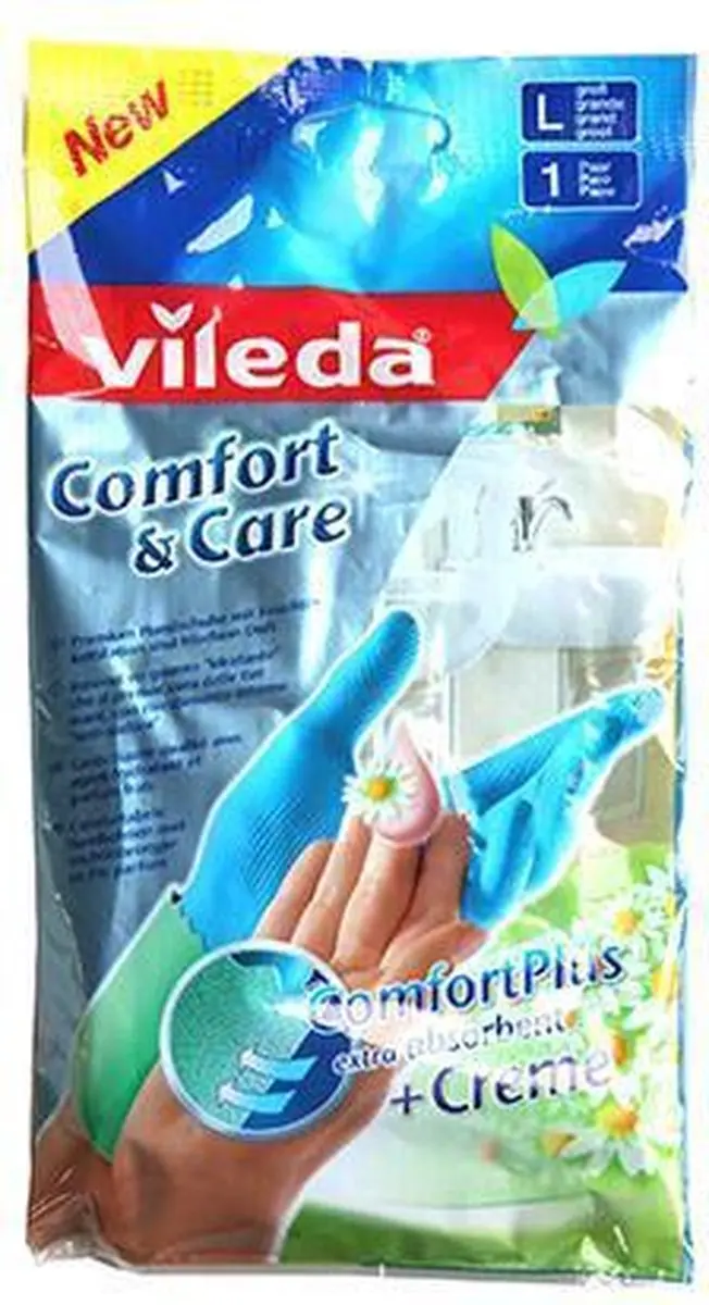 Vileda Comfort & Care Handschoen L - Blauw