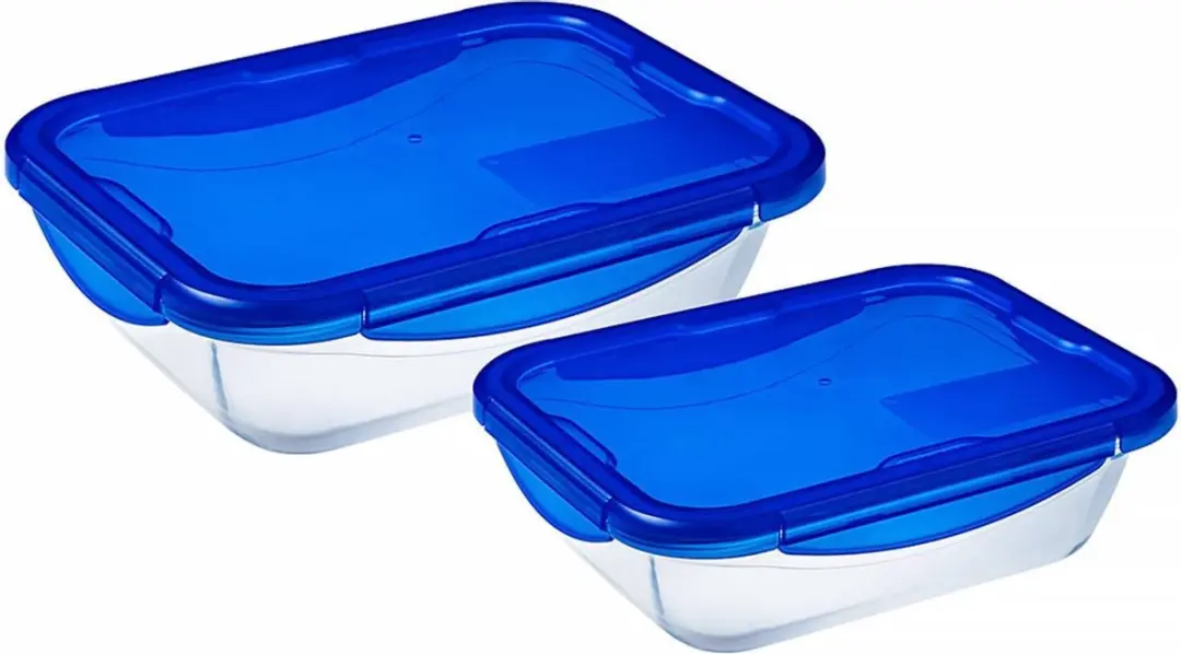 PYREX Cook & Go Schaal Rechthoek 800ml - 2 Stuks - Blauw