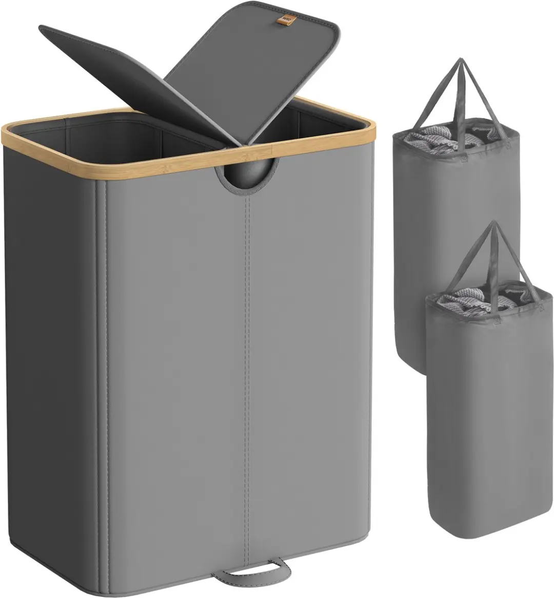 Songmics Wasmand 150L - 2 Vakken met Deksel
